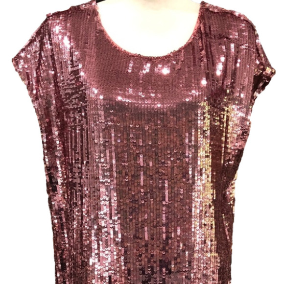 NWT Anthropologie Maeve Kara Pink Sequin Shift Dress, Size Medium - Picture 2 of 13